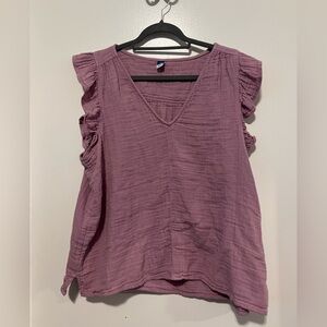 Old Navy Purple Ruffle Sleeve Blouse